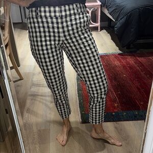 LOFT Monochrome Black & White Checkered Plaid Trousers